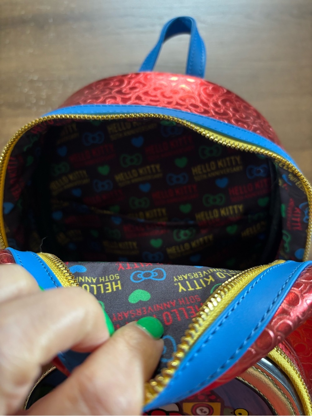 Loungefly Hello Kitty Red and Blue Mini Backpack - Picture 3 of 4